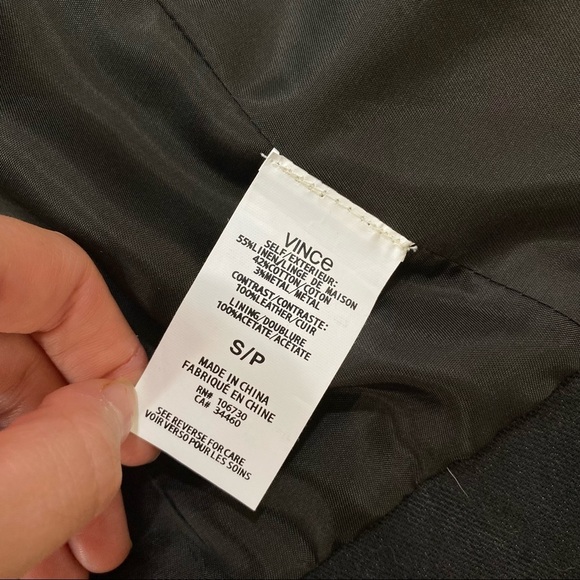 Vince Asymmetric Leather Linen Sleeveless Vest - Picture 5 of 8